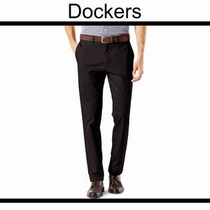 Dockers Premium Flat Front Never Iron Relaxed Pants Black Men’s 40x30 Cotton NWT